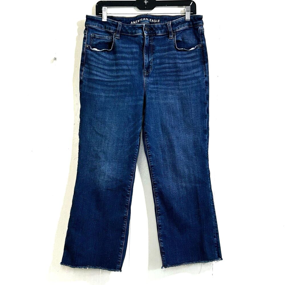 American Eagle High-Rise Stretch Kick Boot Crop Jeans Size 14P Denim Blue